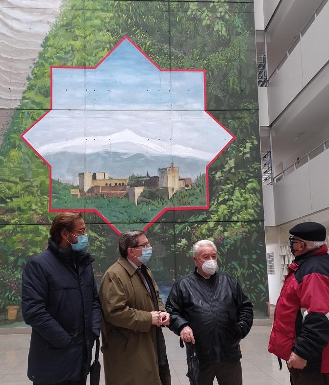 Concejales y representantes vecinales, frente al mural Concejales y representantes vecinales, frente al mural.