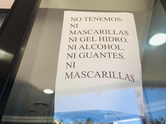 Cartel en una farmacia.