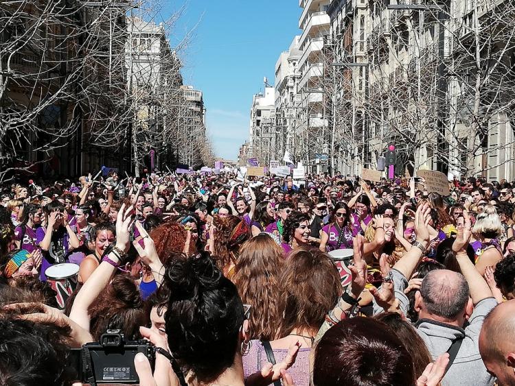 Cabecera de la manifestación de este domingo.