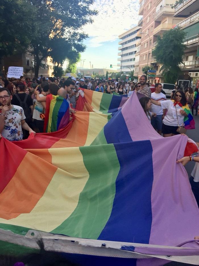 Una gran bandera arcoíris se ha desplegado durante el recorrido.