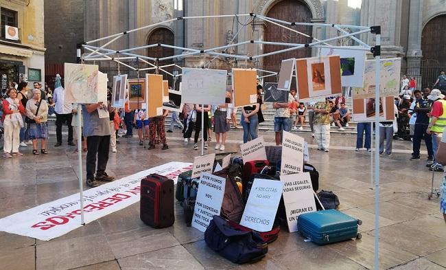 Instalación durante el acto celebrado por la RedGra el Día de las Personas Refugiadas.