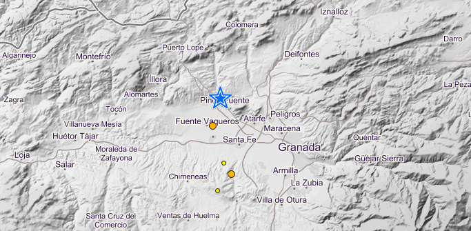 El terremoto de Pinos Puente se ha registrado a las 7.18 horas.