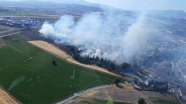 Imagen aérea de la zona del incendio.