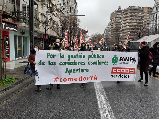 Pancarta que abría la movilización de este jueves.