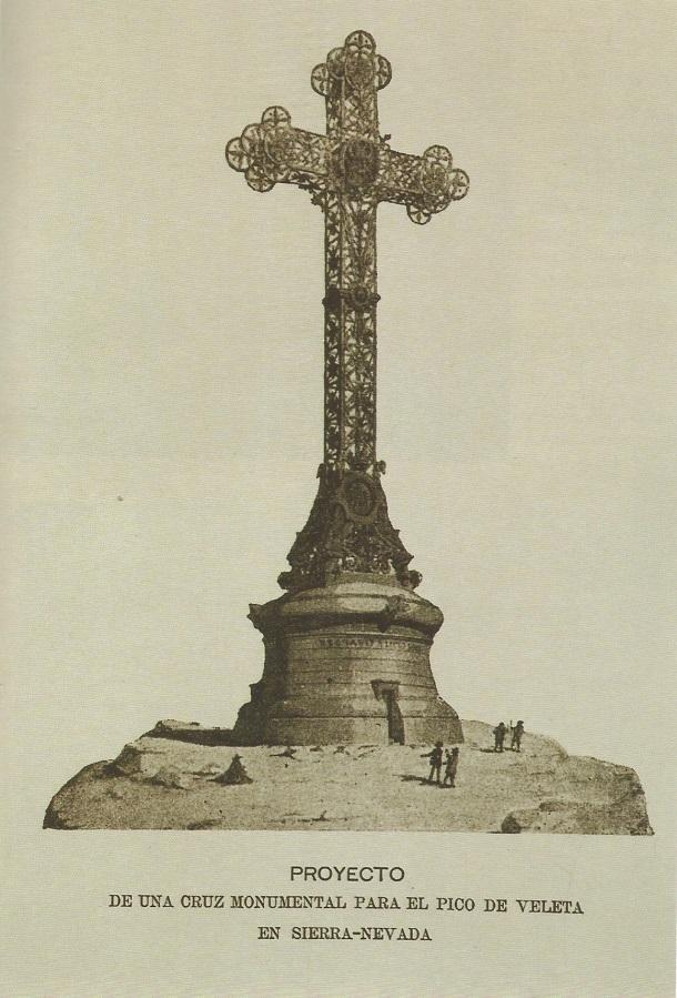 Lámina del proyecto de Cruz en el Veleta repartida por la revista La Alhambra el 15 de febrero de 1900. Lámina del proyecto de Cruz en el Veleta repartida por la revista La Alhambra el 15 de febrero de 1900.
