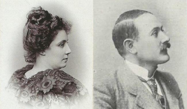Amelia Roldán Llanos, en 1897 (Helsinki). Y su amante Angelo Angioletti, en 1903.