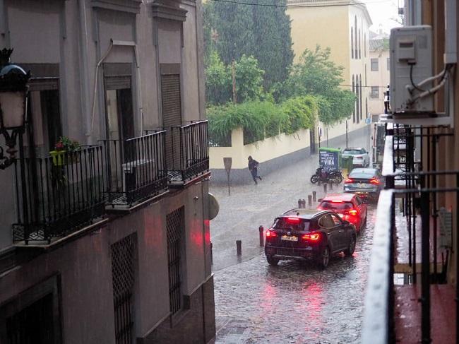 Lluvia en el Realejo esta tarde.