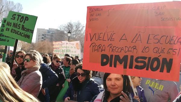 Detalle de la manifestación educativa del pasado enero.