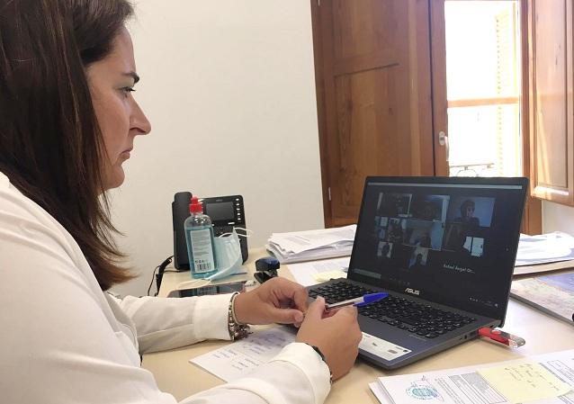 María José Sánchez, en reunión telemática con los ayuntamientos. 