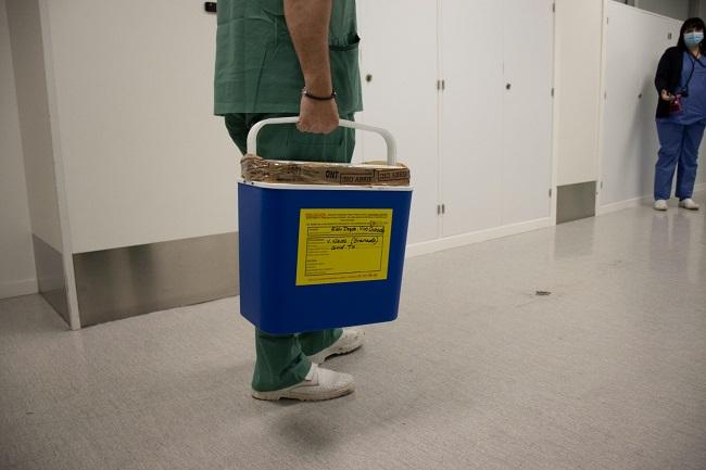 Traslado de un órgano para un trasplante.