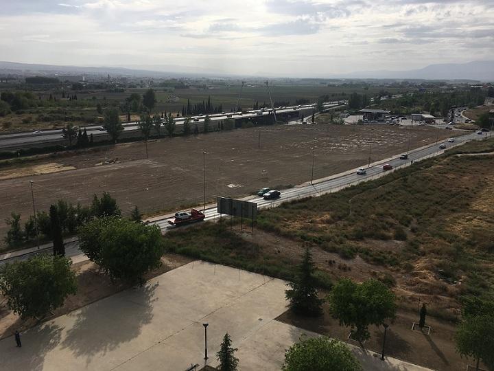 Un gran aparcamiento, viales y rotondas van a ocupar en la Rosaleda lo que podría ser un gran bosque verde.