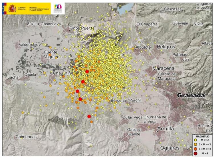 Mapa con la serie sísmica desde el pasado 1 de diciembre.