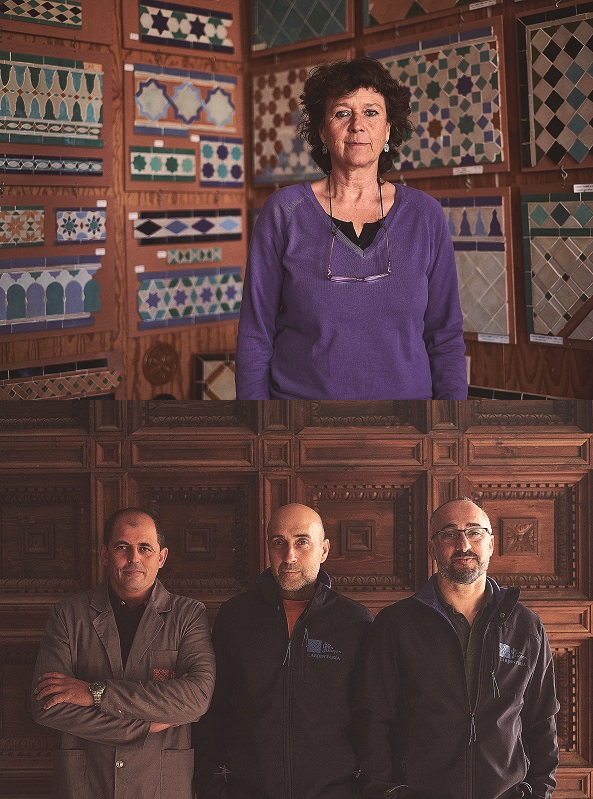 En la imagen de arriba, Fátima Quesada, en la de abajo, Luciano Ramírez, Fernando Alanís y Juan de Dios García. Artesanos granadinos premiados.