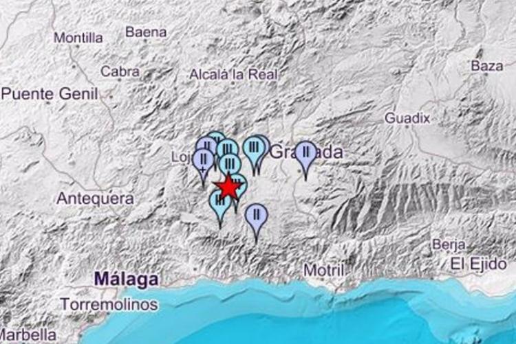 Localización e intensidad del terremoto. 