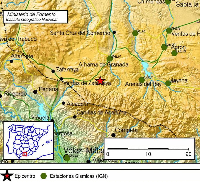 Mapa con la localización del terremoto.