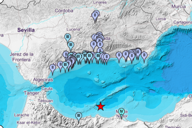 Mapa con los municipios en los que se ha sentido.