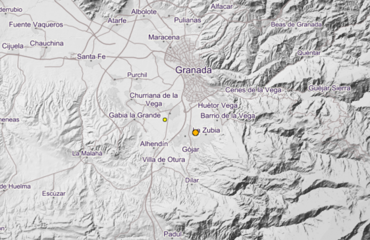 Captura de pantalla con la localización del terremoto.