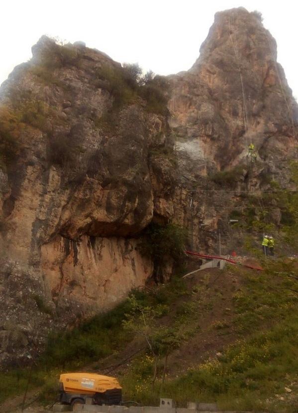 Trabajos este miércoles en Puente Quebrada, en el trazado del AVE.