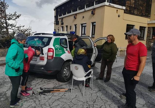 Algunos participantes, a su llegada al Albergue Universitario. 