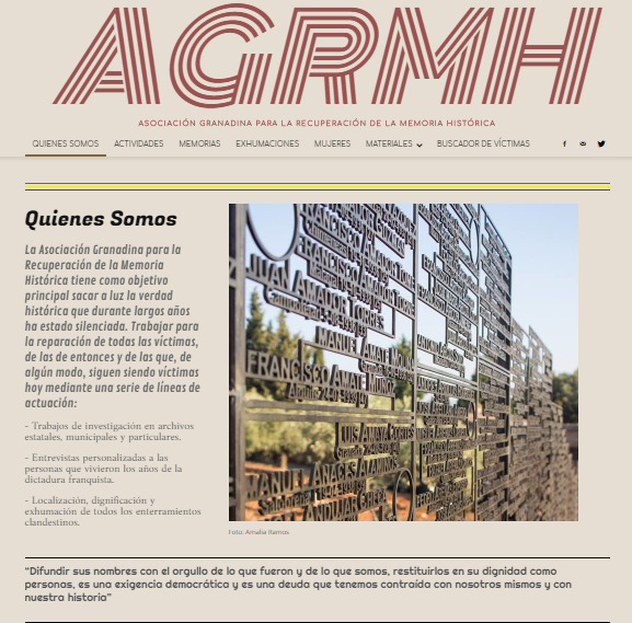 Captura de pantalla de la nueva web de AGRMH.