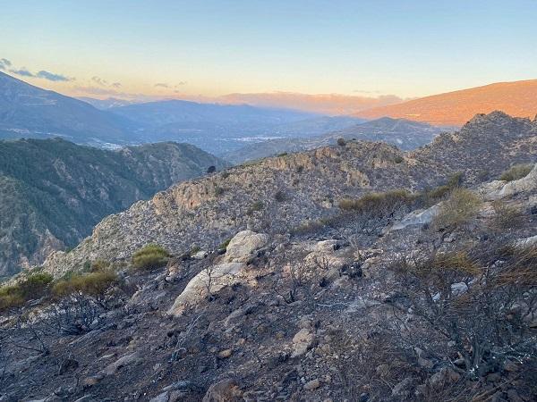 Una de las zonas calcinadas por el fuego. 