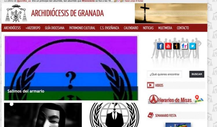 Imagen del 'hackeo' publicado por @ANONSPAIN_ y en su página de facebook.