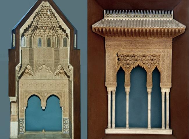 Maqueta Sala de Abencerrajes (135x68 cms.) y templete del Patio de los Leones (65x46x35). ACADEMIA BELLAS ARTES DE SAN PETERSBURGO.