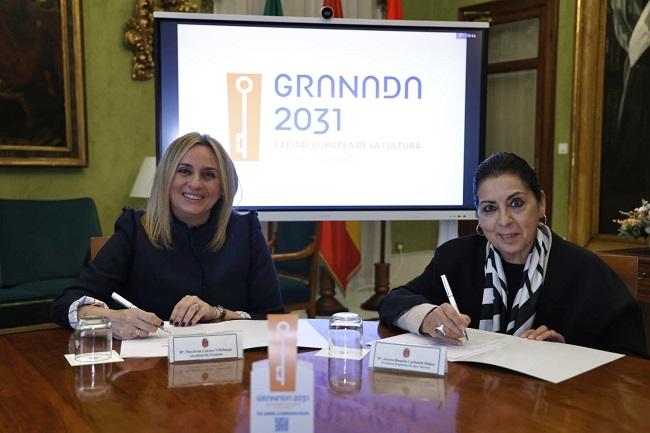 La alcaldesa de Granada y la presidenta de la Fundación Morente.
