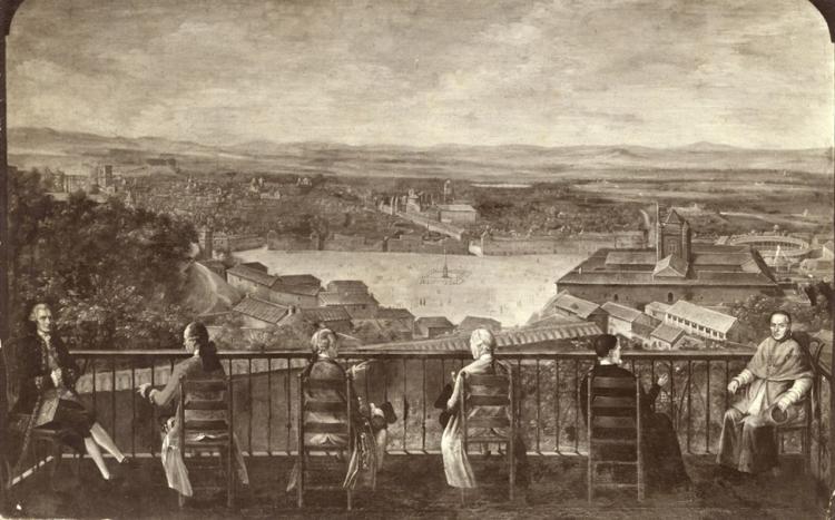 Vista de la parte Oeste de Granada hacia 1770, desde el Carmen de Rolando, antes de empezar las destrucciones de los franceses. [1]
