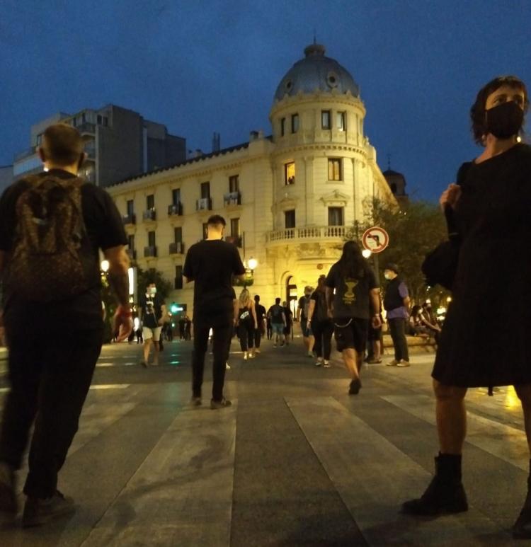 Manifestantes cerca de Puerta Real.