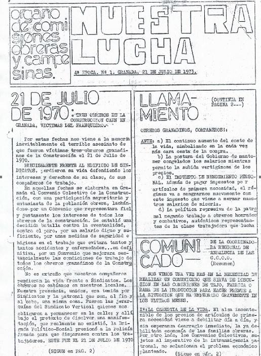 Número 1 de la 4ª época de 'Nuestra lucha'.