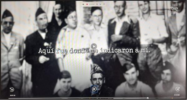 Captura del documental, donde la voz en off de Manolillo el Comunista dice “… aquí fue donde me indicaron a mí”. (Minuto 51,10).