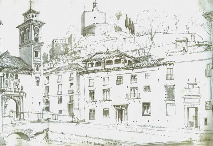 En este dibujo de Edward Cook (1861) ya no están sobre el río las cuatro casas junto al Puente De Santa Ana ni la Fuente las Ninfas. Los nuevos pretiles que enmarcaban el río tenían cinco pies de altos por dos de anchos, construidos en parte con los sillares del famoso pilar.