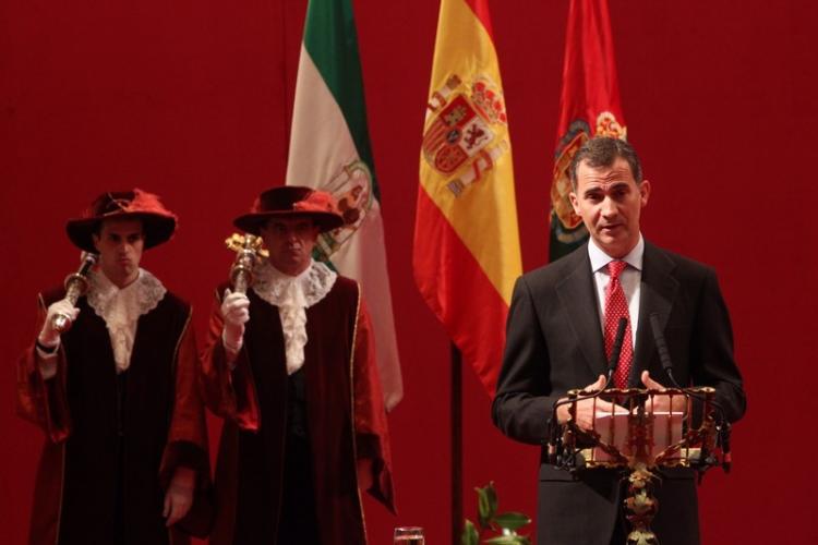 El Rey Felipe VI, en la entrega del Premio Lorca de Poesía en 2014. 