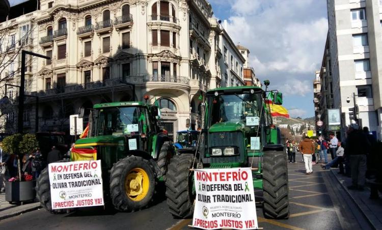 La histórica tractorada del 19 de febrero en el centro de Granada. 