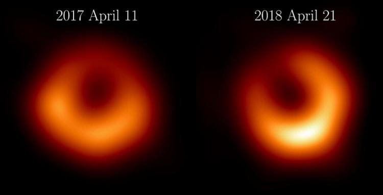 Imágenes de M87* a partir de observaciones realizadas en abril de 2017 y abril de 2018, las últimas analizadas.
