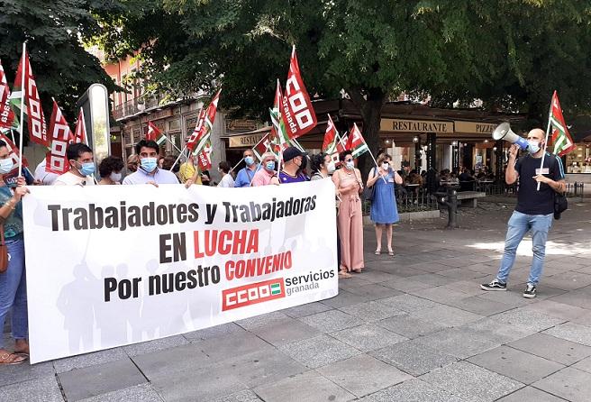 Protesta sindical este viernes en la plaza Bib-Rambla. 