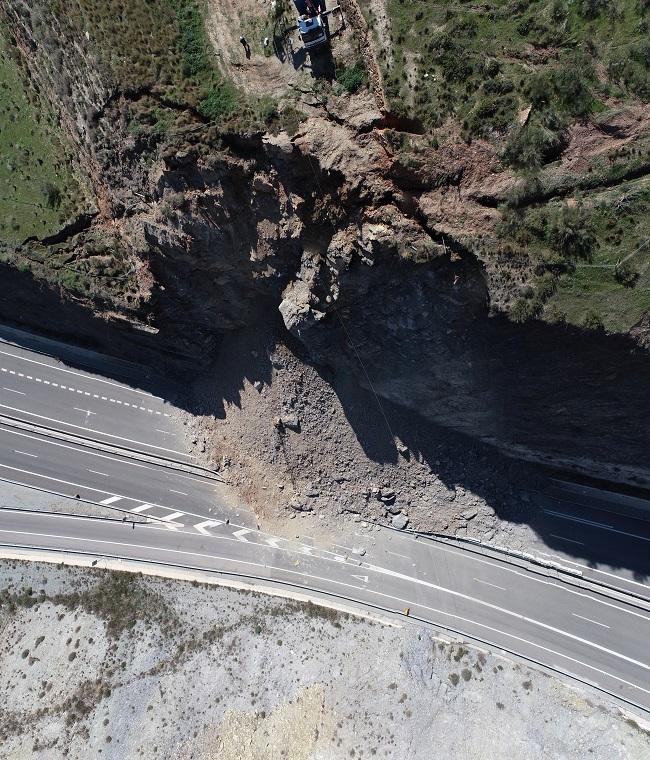 Vista aérea del desprendimiento tomada con un dron.