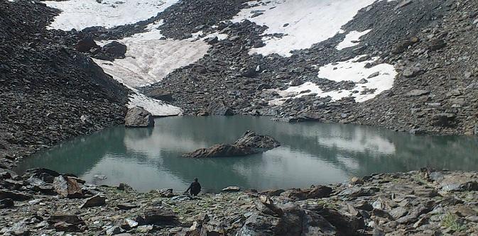 Laguna del corral del Veleta, la más alta de Sierra Nevada, hace unos días.  