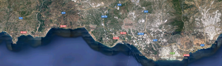 Imagen por satélite de parte de la Costa de Granada.