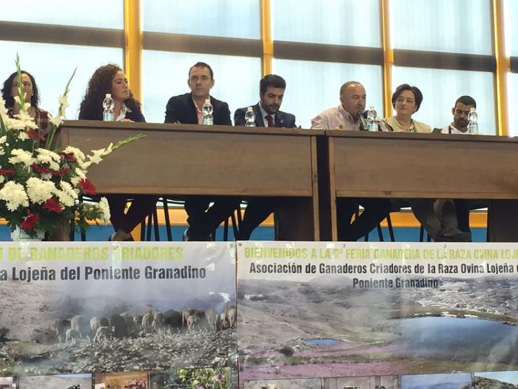 Imagen de la inauguración de la feria, con el alcalde de Loja y el delegado de la Junta, entre otros.