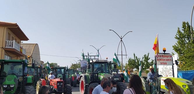 Tractores durante la manifestación de protesta. 