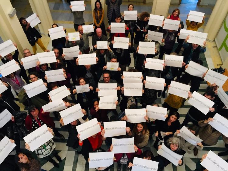 Una de las movilizaciones de los trabajadores de la EASP en febrero pasado.