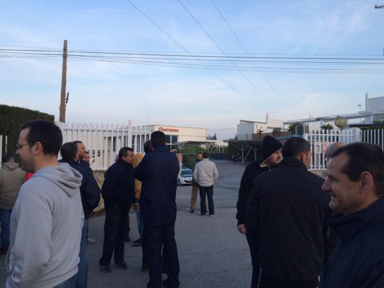 Trabajadores en huelga en Portinox, el pasado mes de abril.