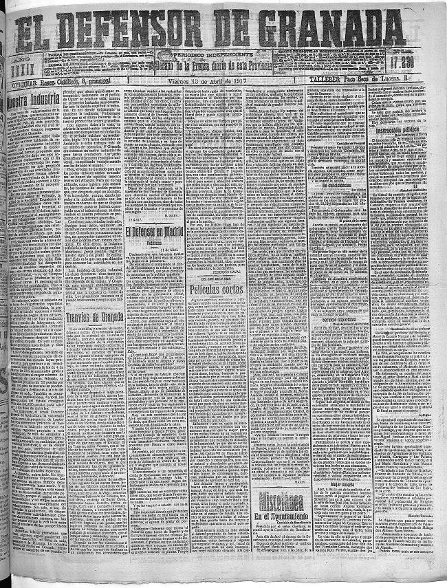 Portada de 'El Defensor de Granada', con la información sobre la Memoria de Tranvías de Granada.