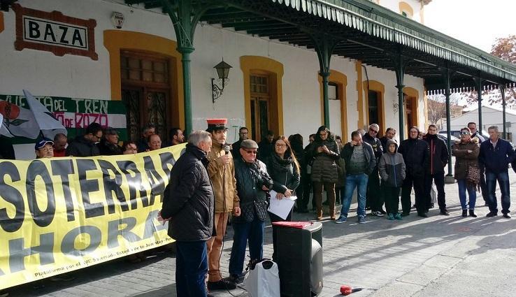 Imagen de archivo de una acción reivindicativa en la estación de Baza.