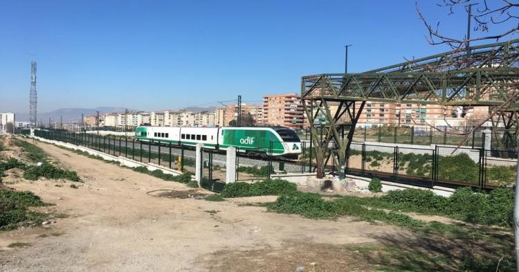 El tren laboratorio a su llegada a Granada.