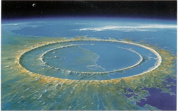 Imagen del cráter, de 180 kilómetros de diámetro, en el Yucatán (México) Imagen del cráter, de 180 kilómetros de diámetro, en el Yucatán (México).