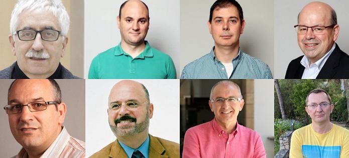 De izquierda a derecha y de arriba a abajo: Nicola Bellomo, Francisco Javier Cabrerizo, Salvador García, Francisco Herrera, Francisco Chiclana, Hamido Fujito, Enrique Herrera-Viedma y José L. Quiles.