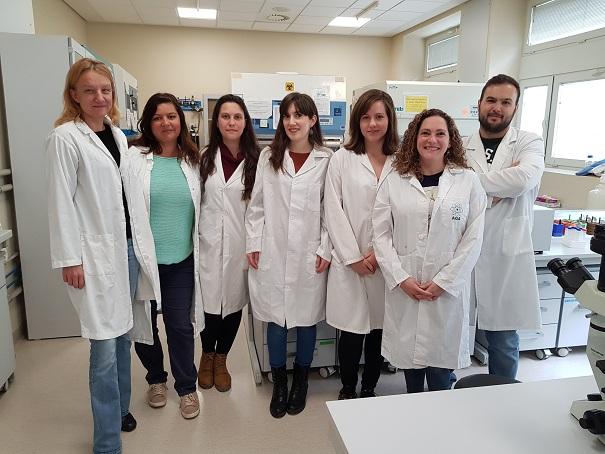 La investigadora de la UGR Pilar Rivero, en el centro, junto a su equipo.